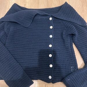 Commense Midnight Blue Off-Shoulder Sweater